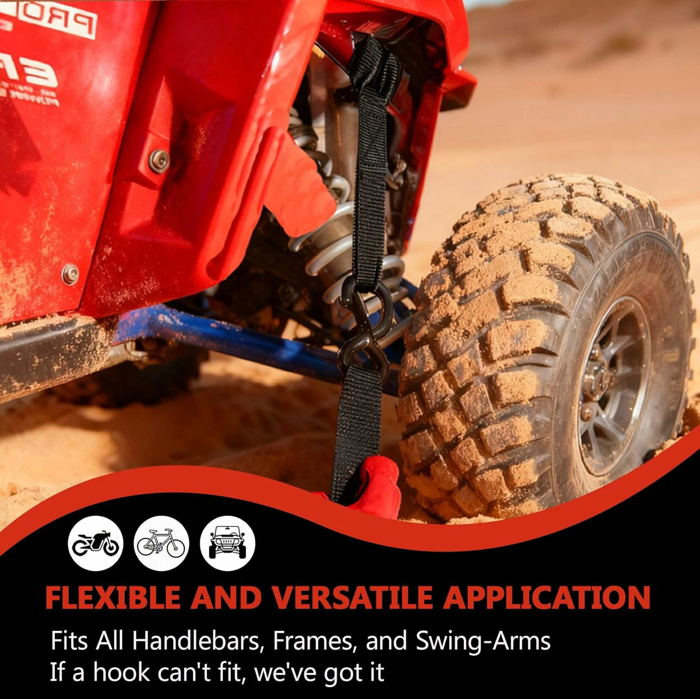 1" x 10' Auto Retractable Ratchet Straps - 1650lbs Heavy Duty