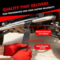 1" x 10' Auto Retractable Ratchet Straps - 1650lbs Heavy Duty