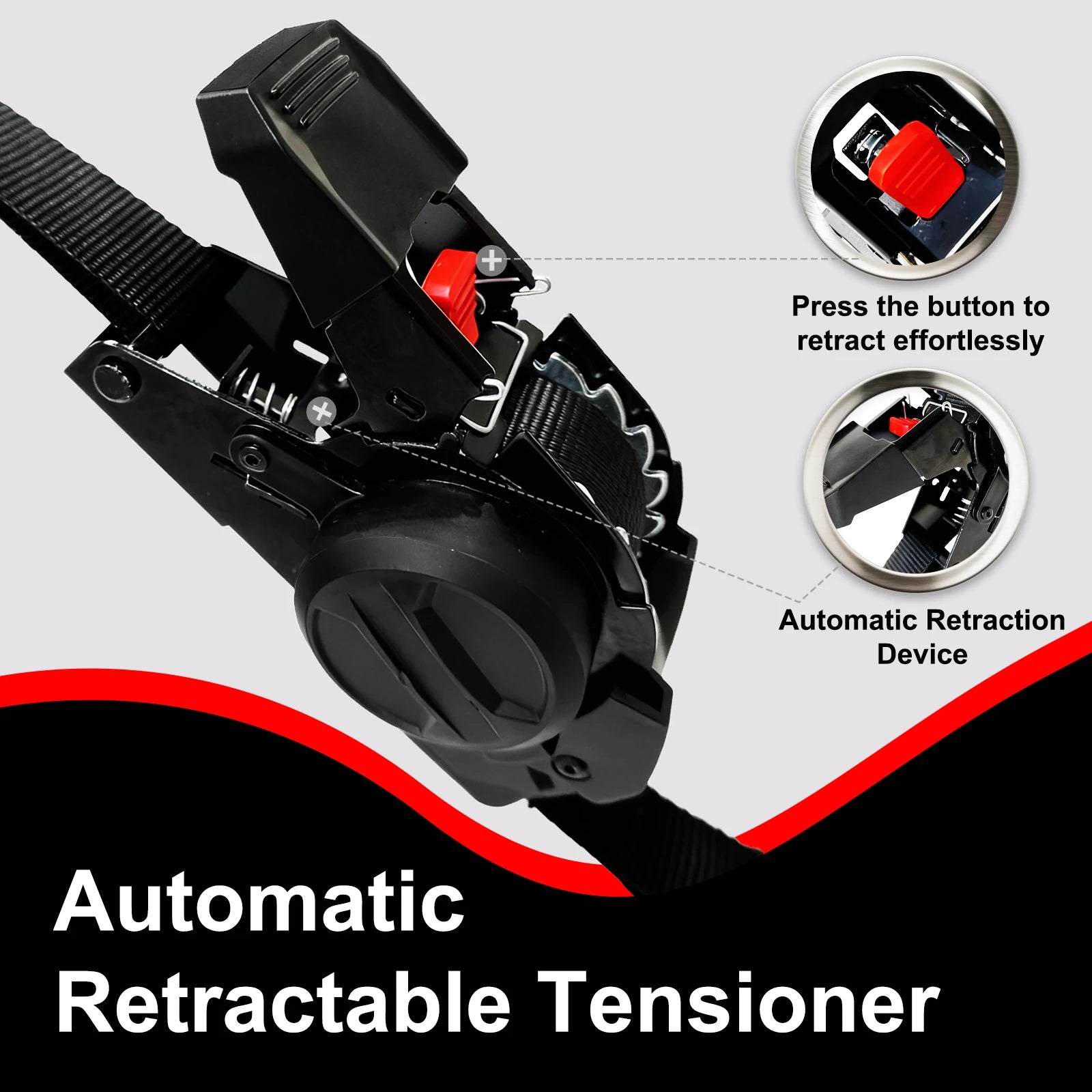 1" x 10' Retractable Ratchet Straps - 1650lbs Heavy Duty