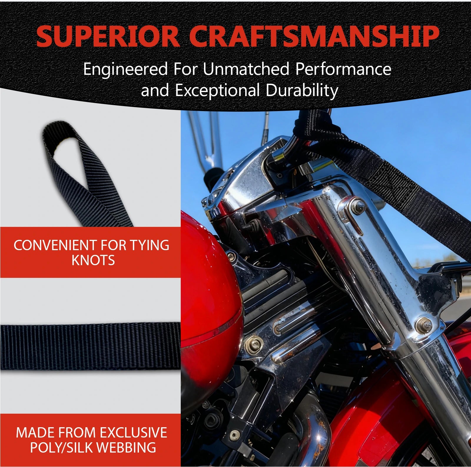 BOODAA_1x12_inch_Soft_Loop_Tie_Down_Straps_2 6 pack soft loop tie-down straps made from exclusive poly/silk webbing